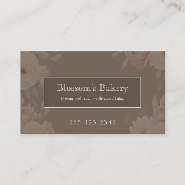 Carte De Visite Chocolat Brun Élégant Fleur Bakery (Devant)