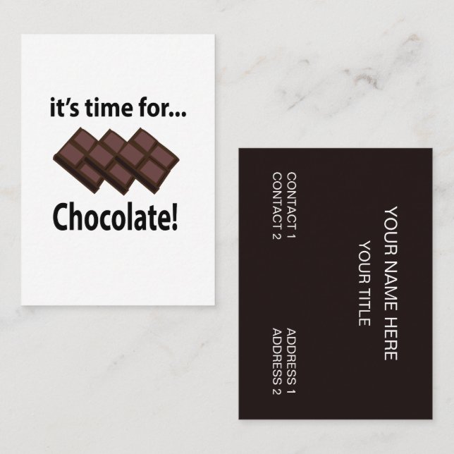 Carte De Visite Chocolat C'est l'heure du chocolat (Devant / Derrière)
