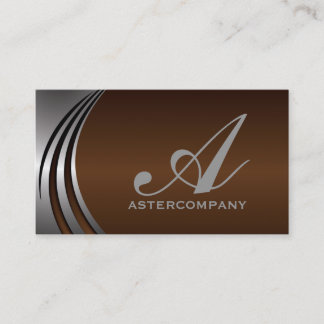 Carte De Visite Chocolat gris argent métal brun, monogramme entrep