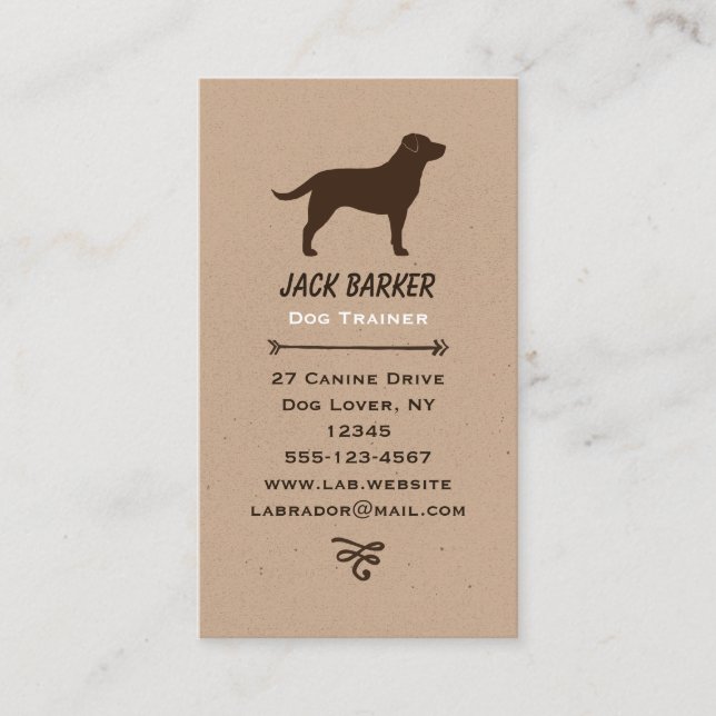 Carte De Visite Chocolat Labrador Retriever Chien race Silhouette (Devant)