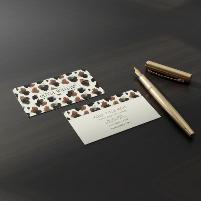 Carte De Visite Chocolat Neutre Moderne Imprimé Vache Esthétique (Créateur téléchargé)