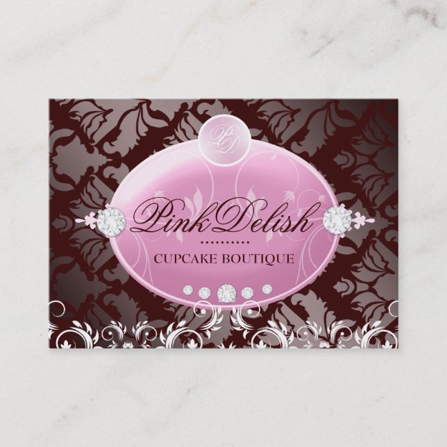 Carte De Visite Chocolat rose 3,5 x 2,5 de monogramme de 311 (Devant)