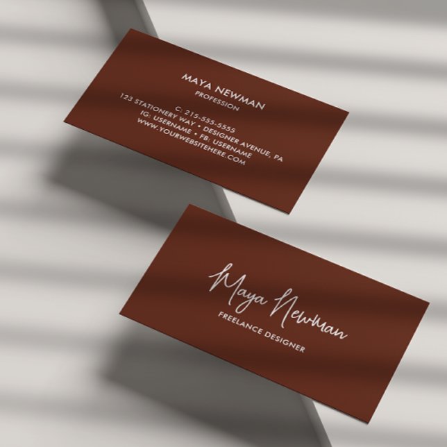 CARTE DE VISITE CHOCOLAT SIMPLE SIGNATURE BROWN NOM PROFESSIONNEL (Créateur téléchargé)