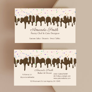 Carte De Visite Chocolat & Vanille Confetti Dégoulinade de Glaçage