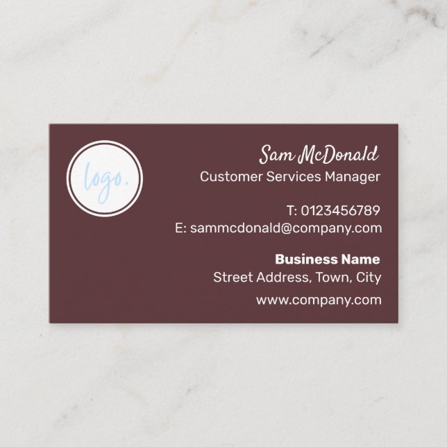 CARTE DE VISITE CHOCOLATE BROWN ENTREPRISE LOGO MARQUE DE LA COMPA (Devant)