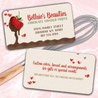 Carte De Visite chocolate covered dipped strawberry confections bu