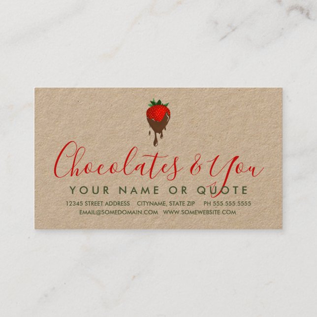 Carte De Visite chocolate strawberry business card (Dos)