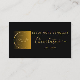 Carte De Visite Chocolatier élégant logo écriture noir or