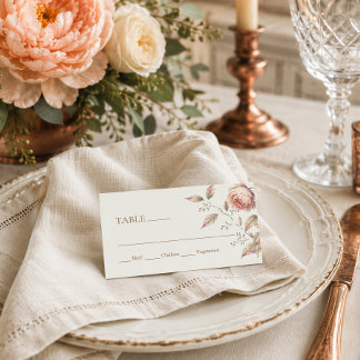 Carte De Visite Choix de repas de réception de mariage Elegant Pea