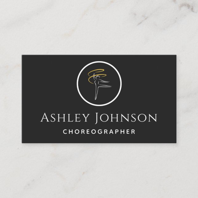 Carte De Visite Chorégraphe Danseuse Icône Gymnastique Noir & Blan (Devant)