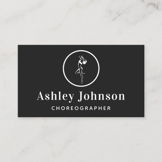 Carte De Visite Chorégraphe élégante Silhouette Danseuse Femme (Devant)