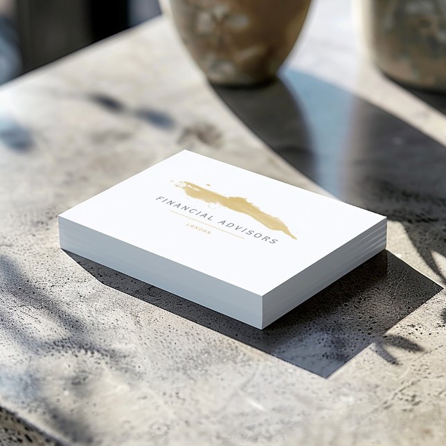 Carte De Visite Chose your colour, gold paint splash (Minimalist gold brush business card with modern text for financial advisors.)