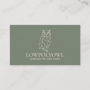 Carte De Visite Chouette animalière Green Sage en lowpoly