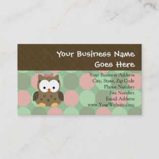 Carte De Visite Chouette Brown mignonne avec bow rose