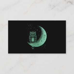 Carte De Visite Chouette Lune croissant d'oiseaux