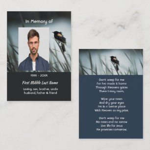 Carte De Visite Christian Memorial Keepsaké Red-wing Blackbird