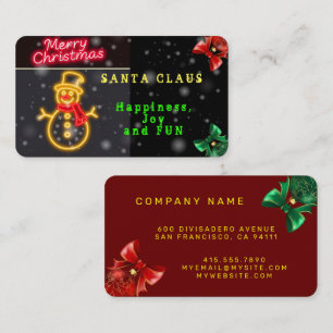 Carte De Visite Christmas Neon Modern Holiday Collection