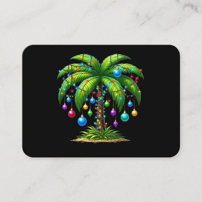 Carte De Visite Christmas Palm Tree Light Hawaiian Tropical New Ye (Devant)