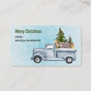 Carte De Visite Christmas Truck Carrying Trees & Animals