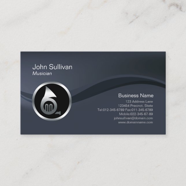 Carte De Visite Chrome French Horn Icon Musician Business Card (Devant)