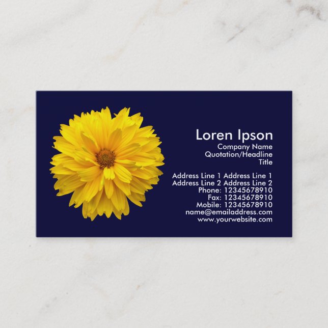 Carte De Visite Chrysanthème jaune - bleu marine (Devant)