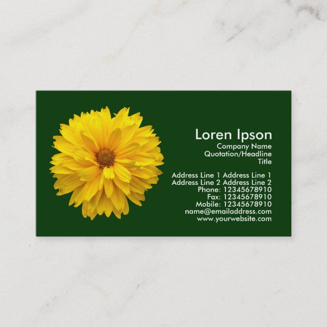 Carte De Visite Chrysanthème jaune - Vert foncé (Devant)