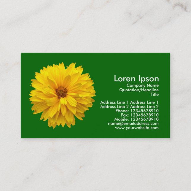 Carte De Visite Chrysanthème jaune - Vert herbe (Devant)