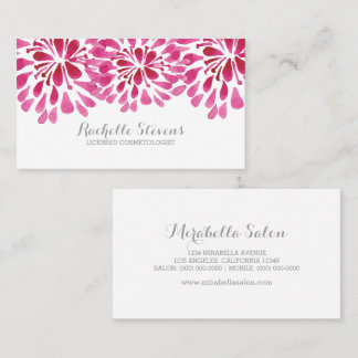 Carte De Visite Chrysanthèmes rose Aquarelle