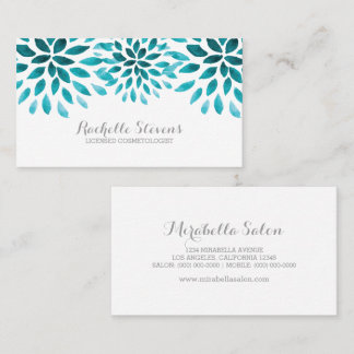 Carte De Visite Chrysanthèmes turquoise