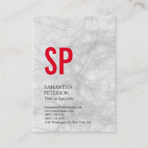 Carte De Visite Chubby Monogram Grey Red Professional
