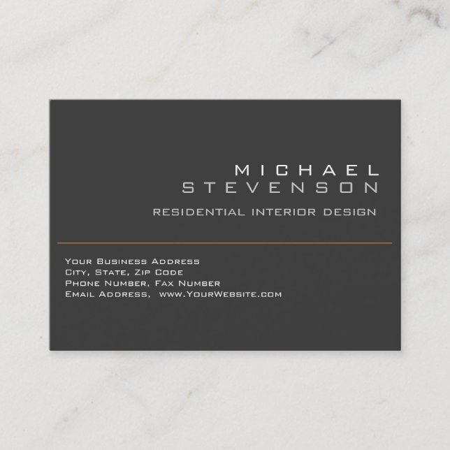 Carte de visite Chubby Plain Grey Black Designer (Devant)