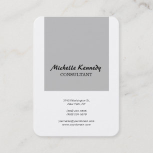 Carte De Visite Chubby Vertical Moderne Simple Gris Blanc Script