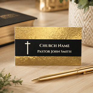 Carte De Visite Church Pastor Gold Black Classy Christian