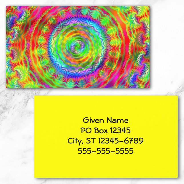 Carte De Visite Cible Tie-dye (Tiedye Target Rainbow Colored Digital Art Business Card)