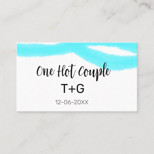 Carte De Visite Ciel aqua pastel un couple chaud ajouter nom date (Devant)