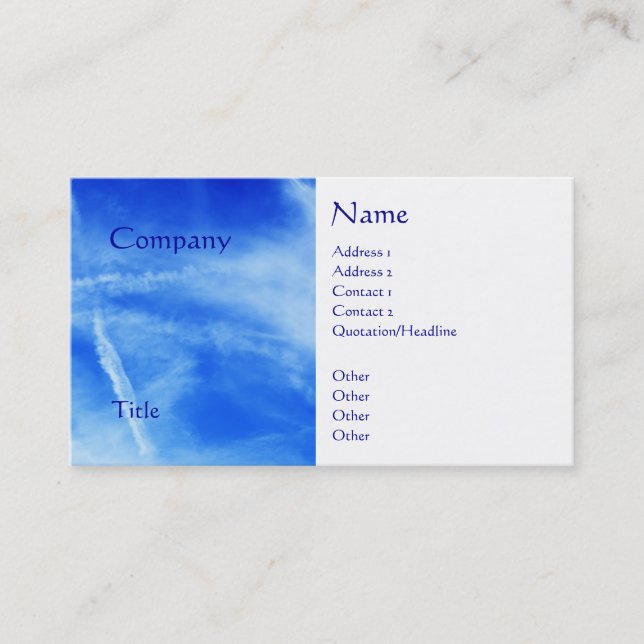 Carte De Visite ciel bleu (Devant)