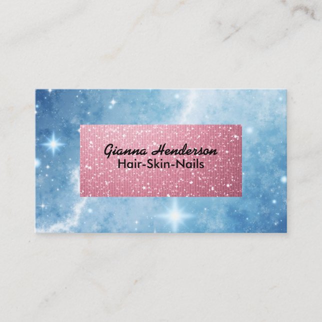 Carte De Visite Ciel Bleu Et Rose Flashy Brillante (Devant)