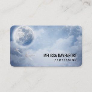 Carte De Visite Ciel bleu magique avec des cygnes volants