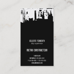 Carte De Visite Ciel de la ville à minuit Silhouette dans le miroi