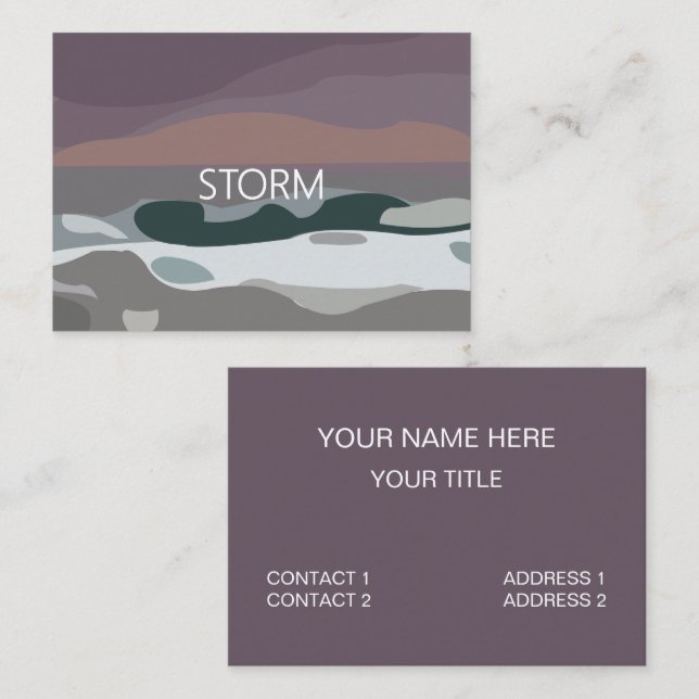 Carte De Visite Ciel de tempête Nuages Mer Vagues Météorologue (Devant / Derrière)