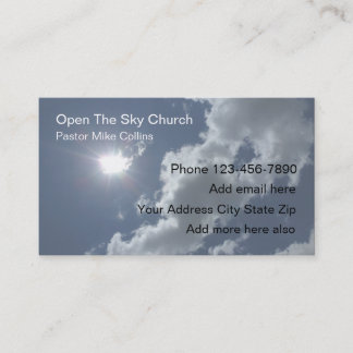 Carte De Visite Ciel Sun de pasteur d'église chrétienne