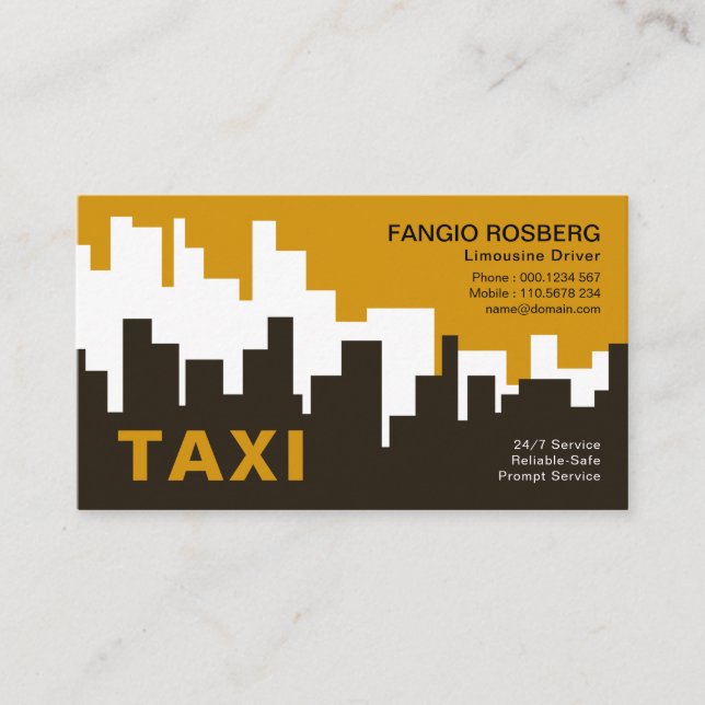 Carte De Visite Ciel urbain jaune créatif Silhouette Taxi (Devant)