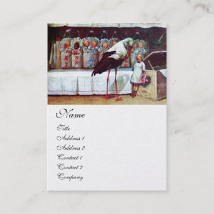 Carte De Visite CIGOGNE AVEC BÉBÉS, FÊTE DE NAISSANCE Papier blanc