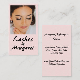 Carte De Visite Cils de photo de script noir rose minimal blush