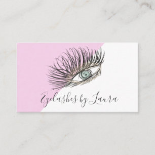 Carte De Visite Cils Dessinés à la Main Œil Rose Salon