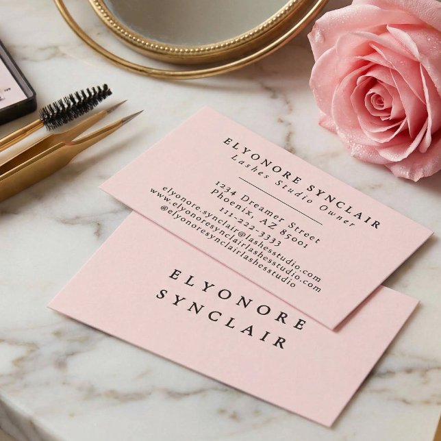 Carte De Visite Cils écriture Noir Rose Blush (Créateur téléchargé)