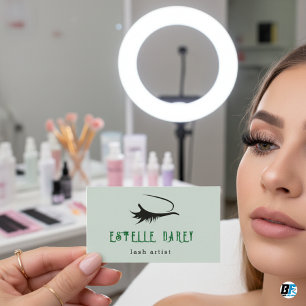 Carte De Visite Cils minimalistes d'esthétique vert pâle