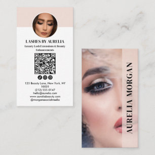 Carte De Visite Cils Modernes Code Qr Photo Rose Blush