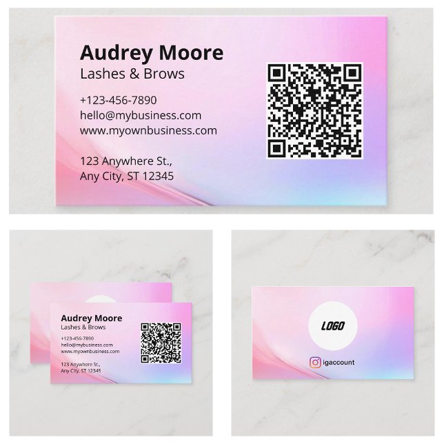 Carte De Visite Cils Modernes Féminins Sourcils Tech de Cils (Modern Girly Lashes Brows Lash Tech Business Card
)