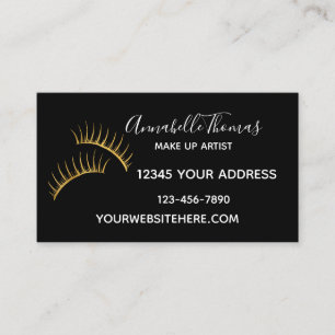 Carte De Visite Cils noirs chics d'or blanc